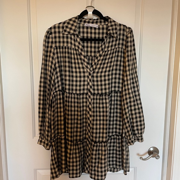 Zara Plaid Shirt Dress - size medium. Like new condition - Picture 2 of 2